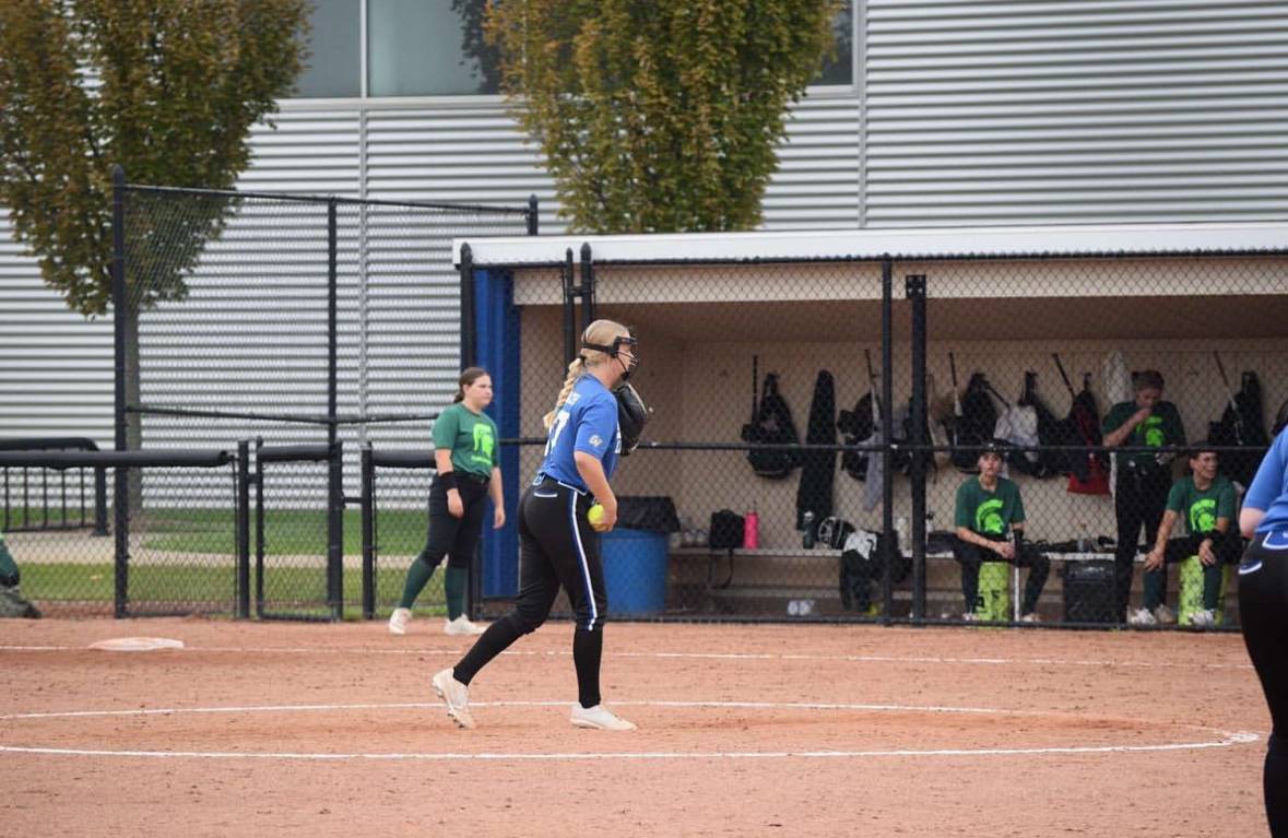 Grace Odenbach on the pitching mound